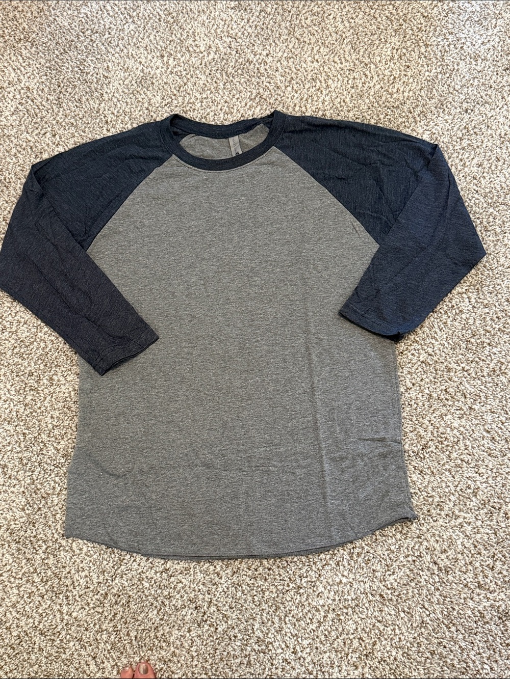 Men's Two-Tone Raglan Shirt - Gray with Navy Sleeves